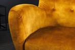 Retro Design Fauteuil DON Mosterdgeel Fluweel Lente Zilveren, Huis en Inrichting, Stoelen, Ophalen of Verzenden, Nieuw
