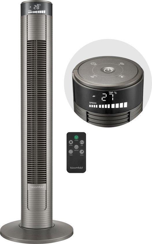 2dekans | Bloomfold Toren Ventilator - 38 inches - Grijs -, Audio, Tv en Foto, Afstandsbedieningen, Zo goed als nieuw, Ophalen of Verzenden