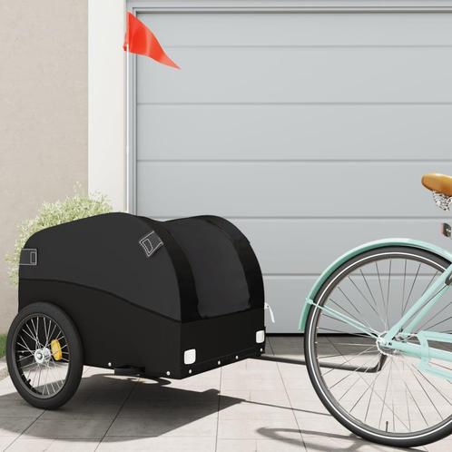 vidaXL Fietstrailer 45 kg ijzer zwart, Fietsen en Brommers, Fietsaccessoires | Aanhangers en Karren, Nieuw, Verzenden
