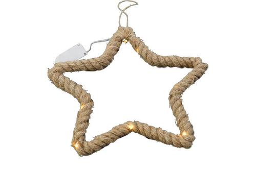 Ster manilla omwikkeld met touw en ledstring 35cm led timer, Hobby en Vrije tijd, Knutselen, Nieuw, Ophalen of Verzenden