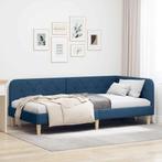 vidaXL Hoekbedframe Blauw 90 x 190 cm Stof, Verzenden, Nieuw, Blauw, Stof