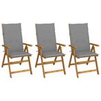 vidaXL Tuinstoelen 3 st inklapbaar met kussens massief, Verzenden, Nieuw, Hout