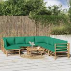 vidaXL 9-delige Loungeset met kussens bamboe groen, Verzenden, Nieuw, Hout, Loungeset