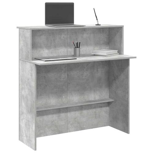 vidaXL Receptiebalie 100x50x103,5 cm bewerkt hout betongrijs, Huis en Inrichting, Bureaus, Nieuw, Verzenden