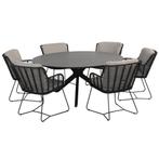 Locarno Fabrice dining tuinset 160 cm rond 7 delig HPL, Tuin en Terras, Tuinsets en Loungesets, Ophalen of Verzenden, Nieuw