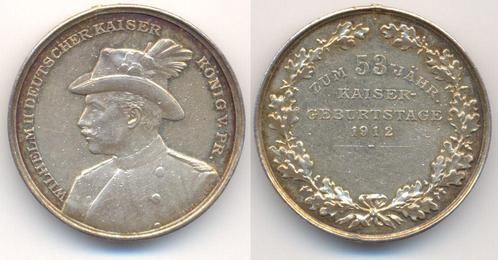 Zilver medaille auf seinen 53 Geburtstag 1912 Brandenburg..., Postzegels en Munten, Penningen en Medailles, Verzenden