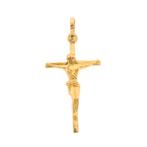 Gouden hanger van een kruis met corpus (religieus), Ophalen of Verzenden, Gebruikt, Goud, Overige merken