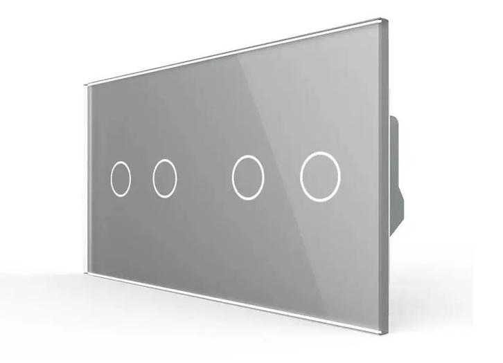 Livolo Dubbele Rolluikschakelaar | Touch | Grijs Glas | 2+2, Doe-het-zelf en Verbouw, Elektra en Kabels, Schakelaar, Nieuw, Ophalen of Verzenden