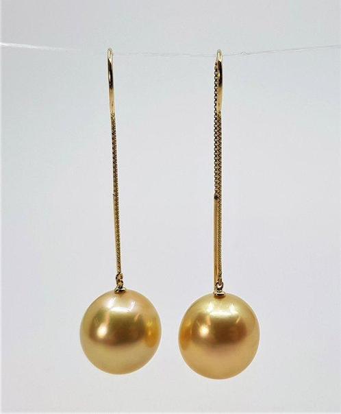 Oorbellen - 18 karaat Geel goud - 11x12mm Zuidzeeparels, Sieraden, Tassen en Uiterlijk, Oorbellen