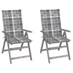 vidaXL Tuinstoelen 2 st verstelbaar met kussens massief, Tuin en Terras, Tuinstoelen, Verzenden, Nieuw, Hout