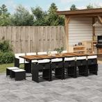vidaXL 15-delige Tuinset met kussens poly rattan zwart, 4 zitplaatsen, Nieuw, Tuinset, Verzenden