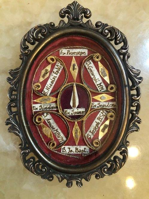 Reliekhouder - Glas, Legering, Papier, Zijde - Begin 20e, Antiek en Kunst, Kunst | Niet-Westerse kunst