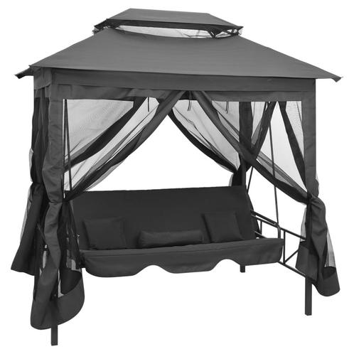 vidaXL Schommelbank voor buiten met dak 220x160x240 cm staal, Tuin en Terras, Tuinbanken, Nieuw, Verzenden