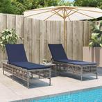 vidaXL Ligstoelen 2 stuks met tafel Grijs Poly Rotan, Tuin en Terras, Verzenden, Nieuw