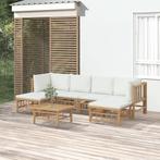 vidaXL 7-delige Loungeset met kussens bamboe crèmewit, Tuin en Terras, Verzenden, Nieuw, Hout, Loungeset