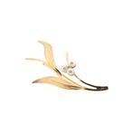 18 Krt. Gouden broche met parel (geelgoud, florale broche), Sieraden, Tassen en Uiterlijk, Broches, Gebruikt, Overige kleuren