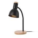 lux.pro Tafellamp Woodley bureaulamp 37 cm houtkleurig en zw, Huis en Inrichting, Verzenden, Nieuw