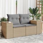 vidaXL Tuinbank 2-zits met kussens poly rattan beige, Tuin en Terras, Tuinsets en Loungesets, Verzenden, Nieuw, Rotan