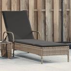 vidaXL Ligbed met wielen en kussen poly rattan grijs, Verzenden, Nieuw