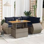 vidaXL 5-delige Loungeset met kussens poly rattan grijs, Verzenden, Nieuw, Rotan, Loungeset