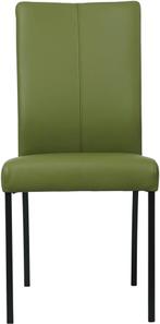 Groene leren moderne eetkamerstoel - poot vierkant zwart - T, Huis en Inrichting, Stoelen, Nieuw, Leer, Ophalen of Verzenden, Eén