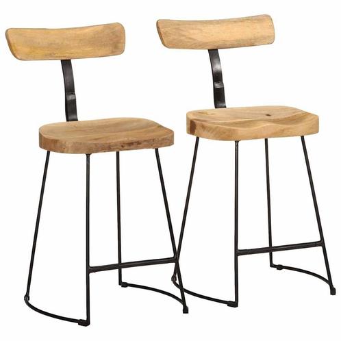 vidaXL Barkrukken 2 st 49x43x79 cm massief mangohout, Huis en Inrichting, Barkrukken, Nieuw, Verzenden