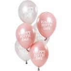 Happy Birthday Ballonnen Roze 23cm 6st, Verzenden, Nieuw