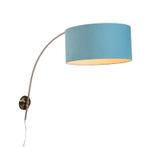 Wandbooglamp staal met kap blauw 50/50/25 verstelbaar, Nieuw, Overige materialen, Modern