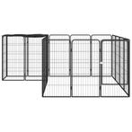 Hondenkennel 18 panelen 50 x 100 cm gepoedercoat staal zwart, Dieren en Toebehoren, Hondenhokken, Nieuw, Verzenden