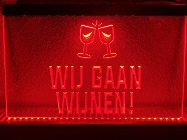 Wij gaan wijnen wijn neon bord lamp LED cafe verlichting rec, Verzamelen, Merken en Reclamevoorwerpen, Nieuw, Verzenden