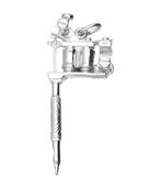 Zilveren Tattoo machine XL kettinghanger, Verzenden, Nieuw