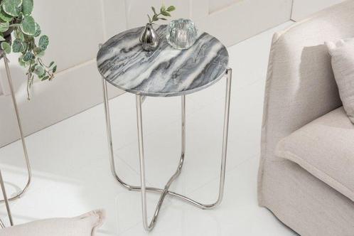 Handgemaakte bijzettafel NOBLE I 40cm grijs marmer, Huis en Inrichting, Tafels | Sidetables, Ophalen of Verzenden