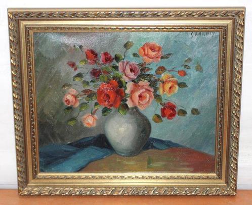 Gino Karolyi (XX) - Bodegón de flores, Antiek en Kunst, Kunst | Schilderijen | Klassiek