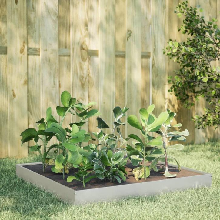 vidaXL Plantenbak verhoogd 100x100x18,5 cm roestvrijstaal, Tuin en Terras, Bloembakken en Plantenbakken, Nieuw, Metaal, Verzenden