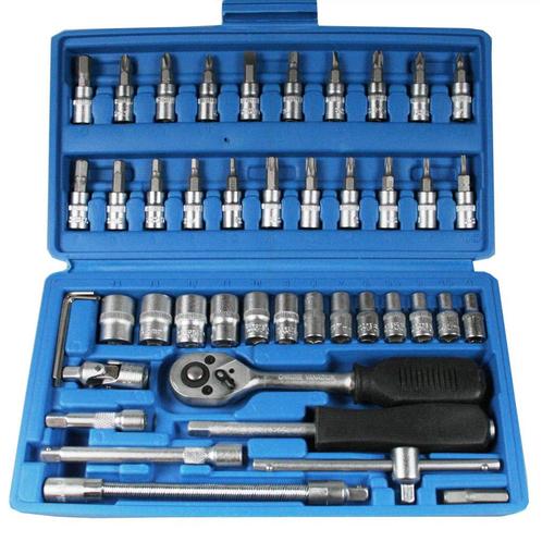 Benson 46-delige dopsleutelset - chroom-vanadium - ratel..., Doe-het-zelf en Verbouw, Gereedschap | Handgereedschap, Nieuw, Ophalen of Verzenden