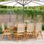 vidaXL Tuinstoelen 8 st poly rattan en massief hout beige, Tuin en Terras, Tuinstoelen, Verzenden, Nieuw, Hout