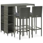 vidaXL 5-delige Tuinbarset met kussens poly rattan grijs, Tuin en Terras, Verzenden, Nieuw, Rotan