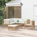 vidaXL 8-delige Loungeset met kussens bamboe crèmewit, Tuin en Terras, Verzenden, Nieuw, Hout, Loungeset