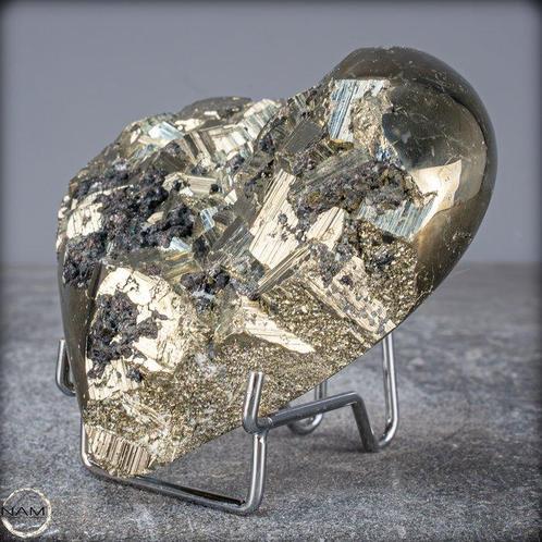 Zeldzame Eerste Kwaliteit Grote Gouden Pyriet Hart- 976.11 g, Verzamelen, Mineralen en Fossielen