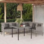 vidaXL Tuinbank L-vormig met kussens poly rattan grijs, Tuin en Terras, Verzenden, Nieuw, Rotan