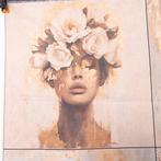 Decoratief textiel - bloemrijke vrouwelijke portretten in, Antiek en Kunst