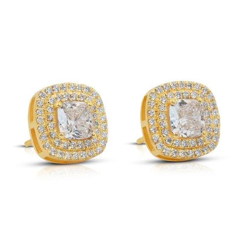 Oorbellen - 18 karaat Geel goud - 2.97ct. tw. Diamant, Sieraden, Tassen en Uiterlijk, Oorbellen