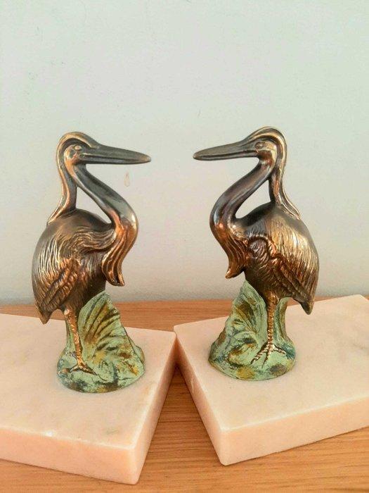 art deco boekensteunen - Boekensteunen (2) - Verguld brons,, Antiek en Kunst, Kunst | Designobjecten