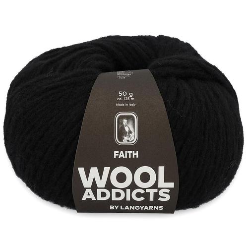 WoolAddicts Faith - 04 zwart - Wol Garen, Hobby en Vrije tijd, Breien en Haken, Ophalen of Verzenden