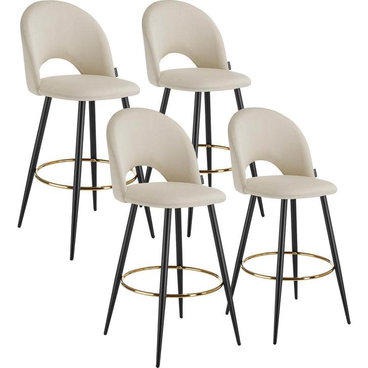 Barkruk Sachel met rugleuning, fluweellook - crème/zwart, Se, Huis en Inrichting, Barkrukken, Verzenden