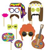 Photo booth set Hippie 12 stuks, Hobby en Vrije tijd, Feestartikelen, Ophalen of Verzenden, Nieuw