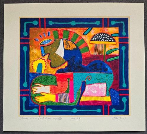 Clemens Briels (1946) - Woman With a Kind of a Umbrella, Antiek en Kunst, Kunst | Schilderijen | Modern