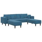 vidaXL Bank met kussen 3 pcs Blauw Fluweel, Huis en Inrichting, Banken | Bankstellen, Verzenden, Nieuw, Stof, 150 tot 200 cm