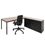 -15% - Duo Bureau Budget - Zwart  Eiken  - 180x200 cm, Verzenden, Nieuw in verpakking