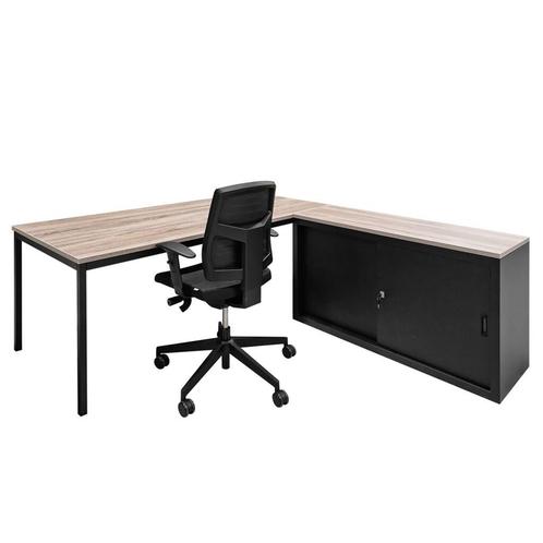 -15% - Duo Bureau Budget - Zwart  Eiken  - 180x200 cm, Zakelijke goederen, Kantoor en Winkelinrichting | Kantoormeubilair en Inrichting